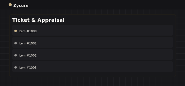 Ticketing and appraisal screen